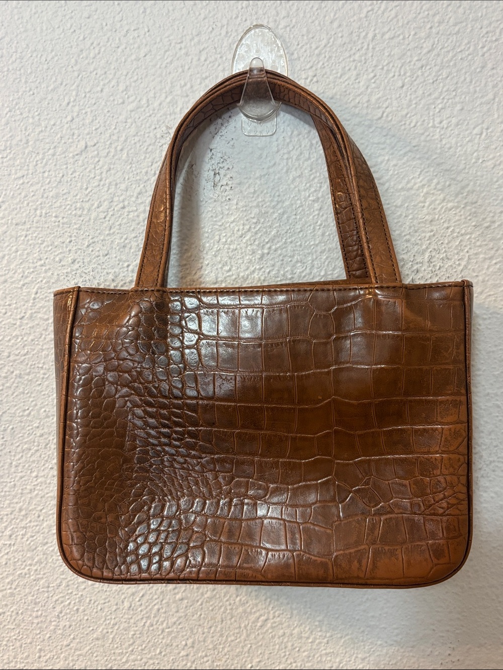 CF by Falchi Classic Croc-Embossed Brown Leather Tote